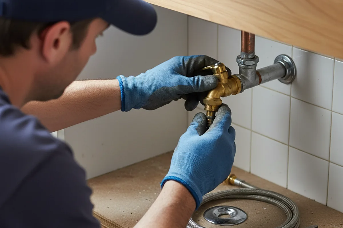 Shutoff valve and fitting work during Burst Pipe Repair in La Porte